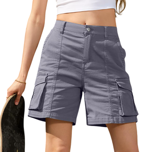 Pantalones cortos de carga con estampado personalizado de Color sólido, pantalones cortos transpirables de moda informal de verano clásicos de secado rápido para mujer - Product Image 1