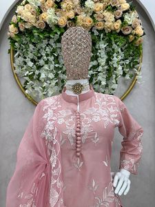 Hot Selling New Designer Ethnic Wear Party Wear Thread Work Top Dupatta Set Salwar Kameez Kurti Pant Set Wholesale Natural - Product Image 4