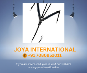 Plastron rembourré en cuir de cheval à trois points avec attache de course-bleu marine élastique - Product Image 2