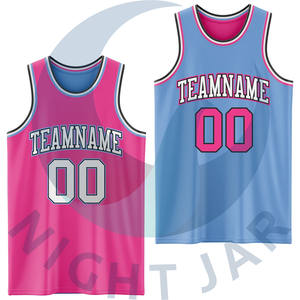 Personalizado Reversible Verde Azulado Rosa-Blanco Sublimación de Doble Cara Traje de Baloncesto Jersey - Product Image 4