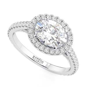 แหวนหมั้น1.00ctoval สำหรับผู้หญิงแหวนหมั้นเพชรแบบซ่อนรัศมี - Product Image 2