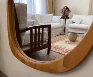 Premium Walnut Art Deco Asymmetrical Handmade Eco-Friendly Wall <b>Mirror</b> Sustainable Wooden Entryway and Living Room Decor - Product Image 2
