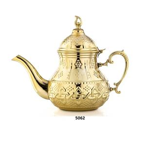 Tetera plateada grabada de acero inoxidable para servir té y café con asa y pulido brillante para el hogar, comedor, cocina y uso en hoteles - Product Image 4