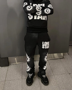 Survêtement de course évasé en coton pour l'hiver pour hommes, nouveau style de survêtement à capuche, ensemble de sweat à capuche streetwear uni - Product Image 6