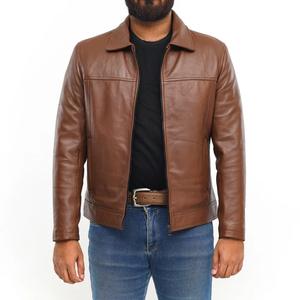 Chaqueta de Invierno para Hombre, Diseño Nuevo, de Cuero Vacuno Genuino Color Bronceado, con Logotipo Frontal en Lona, Cuello Camisero, Acolchada, Impermeable y Cálida - Product Image 4