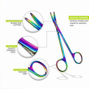 Ciseaux de Metzenbaum en acier chirurgical super médical, revêtus de couleur, à extrémité arrondie, certifiés CE, pour usage hospitalier, SurgiRight - Product Image 2