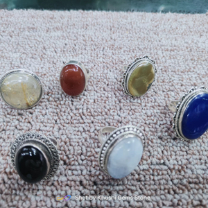Bagues en argent plaqué de haute qualité au design unique et multi-styles avec pierres naturelles, bijoux tendance et élégants, cadeau de mariage emballé - Product Image 1
