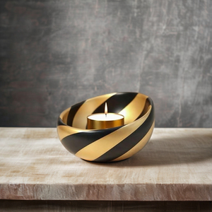 Portavelas de rayas de doble acabado de metal personalizado/portavelas taza de hierro decoración del hogar para bodas Navidad diseñado en la India por WB INC - Product Image 3