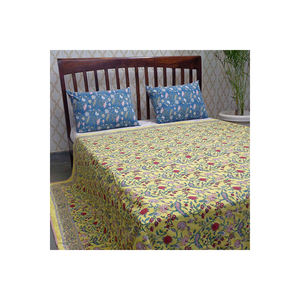 Hot Selling Queen Size Indian Heritage Dohar <b>Quilt</b> Handcrafted Organic Cotton Block Printed Embroidered in Vintage Kantha Style - Product Image 1