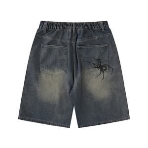 Pantalones vaqueros de hombre de talla grande de alta calidad OEM Spider DTG, conjuntos de pantalones cortos desgastados lavados con ácido, venta al por mayor, pantalones casuales de algodón unisex - Product Image 2