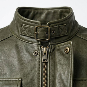 Veste en cuir élégante pour homme, coupe ajustée, en cuir véritable, style motard, durable, confortable, veste d'hiver pour un usage décontracté - Product Image 5
