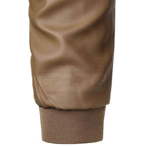 2026 Solid Color Men Leather <b>Canvas</b> <b>Jacket</b> with Stand Collar and Front Logo Windproof Winter Streetwear - Product Image 6