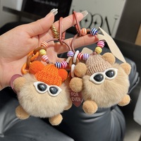 Fabrieksgroothandel zachte cartoon pluche kleine kolenbal sleutelhanger schattig tasbedeltje voor tasdecoratie