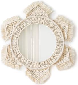 Meilleure vente Produit fait à la main Miroir mural en macramé Décoration intérieure Nouveau à la mode avec design bohème au prix de gros de l'Inde - Product Image 4