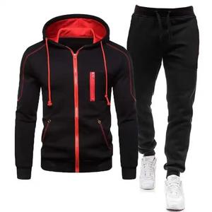 Logo personnalisé Full Zip Up Hoodies hommes Polyester tech polaire deux pièces Sportswear jogger survêtements hommes survêtement - Product Image 1