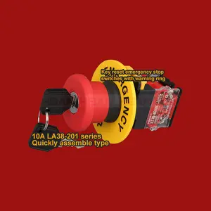 Wholesale Yellow Warning Circle SPDT Latching Switches 22mm Twist Release Emergency Stop Push Button