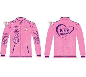 Veste de course pour femme brodée Kapa Epsilon Psi Sorority |   Vestes de course en twill de coton brodées pour femmes KEY Sorority - Product Image 1