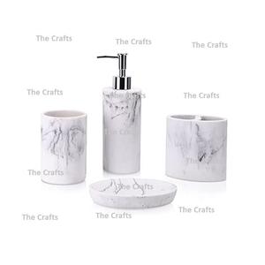 Ensemble de salle de bain couleur marbre blanc avec ensemble de salle de bain de qualité exclusive pour hôtel et accessoires de salle de bain à domicile - Product Image 1