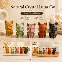 Figurine de chat Luna en cristal, statue de chat sculptée en pierre précieuse naturelle, cadeau mignon pour les amoureux des chats et les collectionneurs