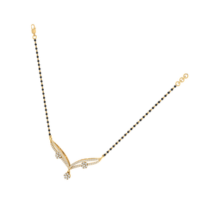 Mangalsutra de Plata de Ley Chapada en Rodio y Oro Blanco de 14K, Estilo Vintage, con Circonita Cúbica, 88 Piedras, 43cm Ajustable - Product Image 1