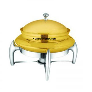 Plato de frotamiento de color dorado de forma redonda de comida de aspecto real con tapa duradero y seguro para hoteles y restaurantes - Product Image 2