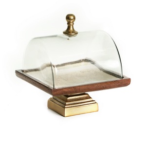 Metal Creamy <b>Cake</b> <b>Stand</b> <b>with</b> <b>Glass</b> <b>Dome</b> Elegant <b>Cake</b> Pastry Tray for Enhancing Party Decor - Product Image 1