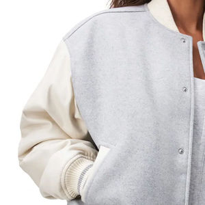 Best Price Custom Winter Women's Lettermen <b>Jacket</b> with <b>Sheep</b> <b>Skin</b> Breathable Knitted Cotton Filling Wholesale Option Available - Product Image 6