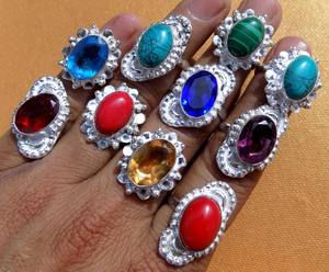 Handmade <b>Sterling</b> <b>Silver</b> Natural Daube Gems <b>Ring</b> 10X12mm Mix Shape Bezel Setting For Fashion Jewelry <b>Set</b> With Anniversary Gift - Product Image 3