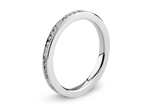 Baguette romantique Lab Grown Diamond 14k Yellow Gold Half Eternity Vermeil Band Fine Rings for Women's Wedding/Engagement/Party - Product Image 5