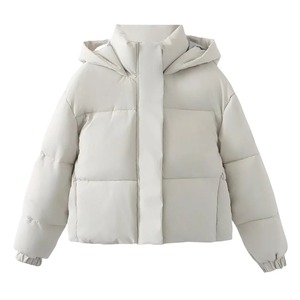 Chaqueta acolchada cálida de manga larga a la moda para mujer de principios de otoño, Chaqueta de algodón laminado con capucha - Product Image 4