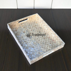 Tradebyd Modern MOP Inlay Tray Bandeja decorativa hecha a mano de calidad premium para estilo y exhibición de mesa - Product Image 5