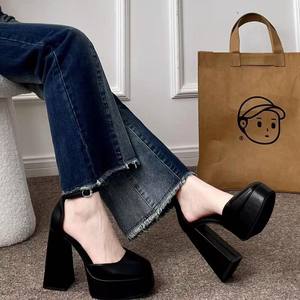 Sandales à talons hauts pour femmes de haute qualité, en cuir véritable, polyvalentes, confortables et décontractées - Product Image 3