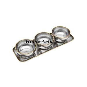 Serveur de dates de forme ronde de taille personnalisée Serveur d'écrous martelés en aluminium de conception antique avec plateau par Home Arts - Product Image 5