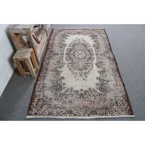 Tapis turc vintage 3,9x6,7 pi (118x204 cm), tapis persan brun - Product Image 1