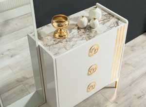 Ensemble de chambre à coucher Pinar, style économique, lit en bois taille Queen, designs de lits doubles sculptés en or, designs de chambre à coucher turcs - Product Image 3