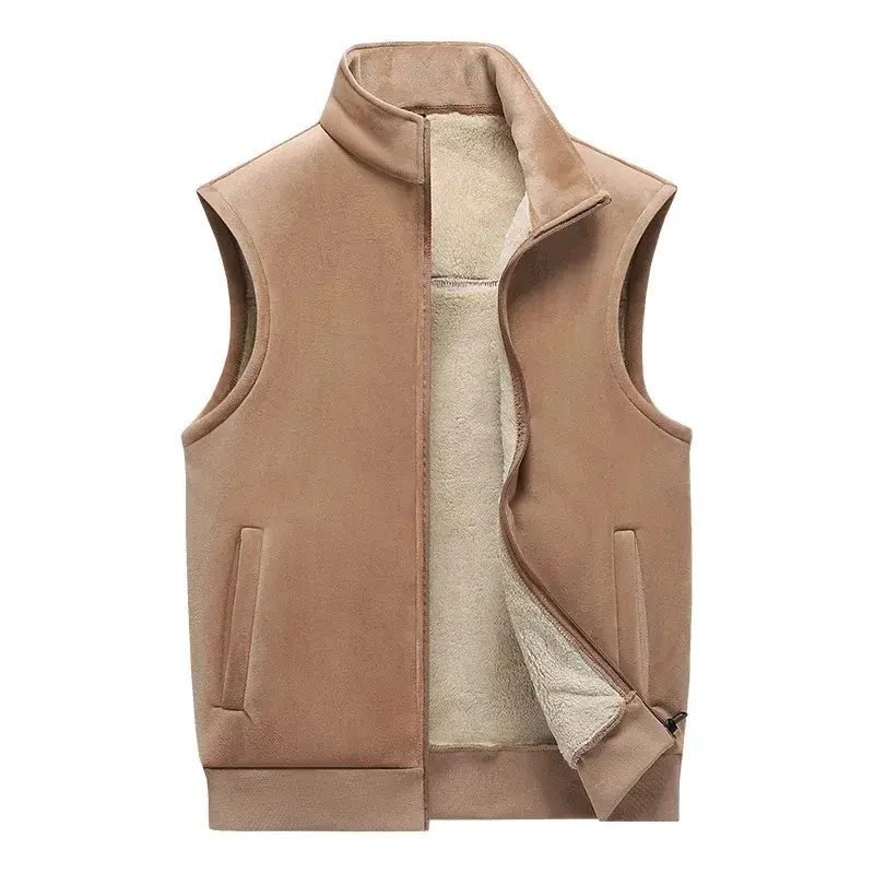 2024冬の新しい柔らかく暖かい冬のチョッキ厚い暖かいフリース通気性のあるファッションリバーシブルノースリーブジャケット