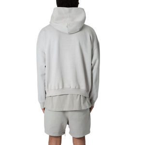Pull à capuche surdimensionné teint uni brodé avec impression personnalisée pour hommes, polaire douce et chaude, design streetwear décontracté - Product Image 3