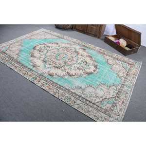 พรมวินเทจ ขนาด 5.5x9.2 ฟุต พรมลายปะติดสีน้ำเงิน ทำจากขนสัตว์ - Product Image 4