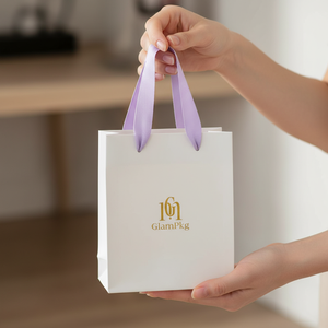 Sac fourre-tout de luxe en papier blanc de haute qualité, personnalisé, avec poignées à cordon, recyclable, écologique, pour supermarché, boutique de mode - Product Image 3