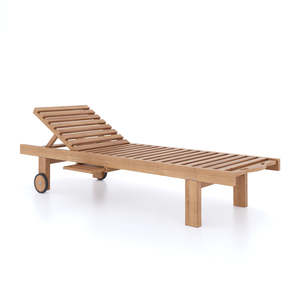 Teak <b>Reclining</b> Sun Lounger with Cushion Natural Colour - Product Image 6