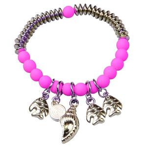Tip Top Fashions <b>Trendy</b> Geometric Religious Design Pink Beaded <b>Bracelet</b> Rhodium Plated for Parties and Gifts-1400317 - Product Image 1