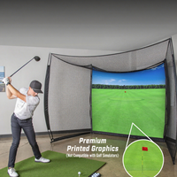 Filet d'entraînement de golf classique 10 x 8 pieds avec écran d'impact et simulateur vierge – Choisissez des graphiques imprimés