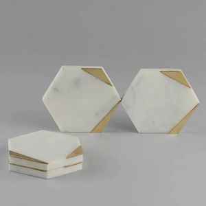Modern Luxury <b>Marble</b> <b>Coasters</b> Round Shape White <b>Marble</b> Color Stone Mats Pads Eco-Friendly Good Quality Personalized Faizacraft - Product Image 1