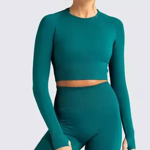Vêtements de sport personnalisés de haute qualité pour femmes ensemble de yoga à motif solide comprenant un soutien-gorge legging de fitness avec logo avant-pour les sports de yoga - Product Image 1