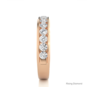 0,92 CTW corte redondo laboratorio cultivado diamante media eternidad conjunto CVD boda banda oro rosa aniversario regalo anillos - Product Image 4