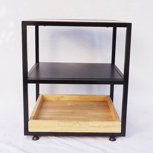 3-Tier Standing Type <b>Bedside</b> <b>Shelf</b> with Iron Frame Rubberwood Material for Home Storage and Spice Organization TDG68031 - Product Image 6