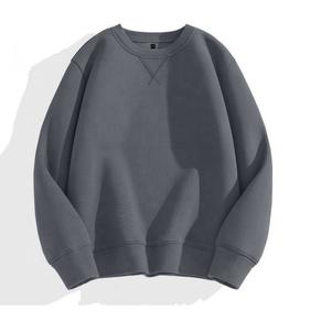 Coupe ample élégant hommes sweats épais polaire pull couleur unie bloc printemps brodé OEM marque privée 100% coton - Product Image 3