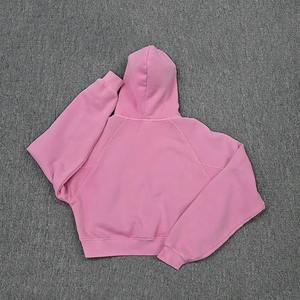Sudadera con capucha recortada al por mayor para mujer, ropa de calle de moda con estampado de logotipo personalizado y cuello con capucha, ropa de punto corto para invierno - Product Image 2