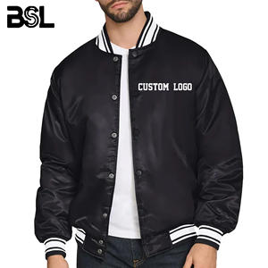 Chaqueta con letras unisex de béisbol universitario bombardero personalizado chaqueta de satén retro logotipo bordado de talla grande disponible teñido procesado - Product Image 3