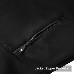 ชุดวอร์มฤดูหนาวของผู้จัดจำหน่ายที่ดีที่สุด ชุดวอร์มสีดำมีฮู้ดพร้อมแถบสะท้อนแสง ดีไซน์ใช้งานได้จริงพร้อมกระเป๋าซิป - Product Image 4